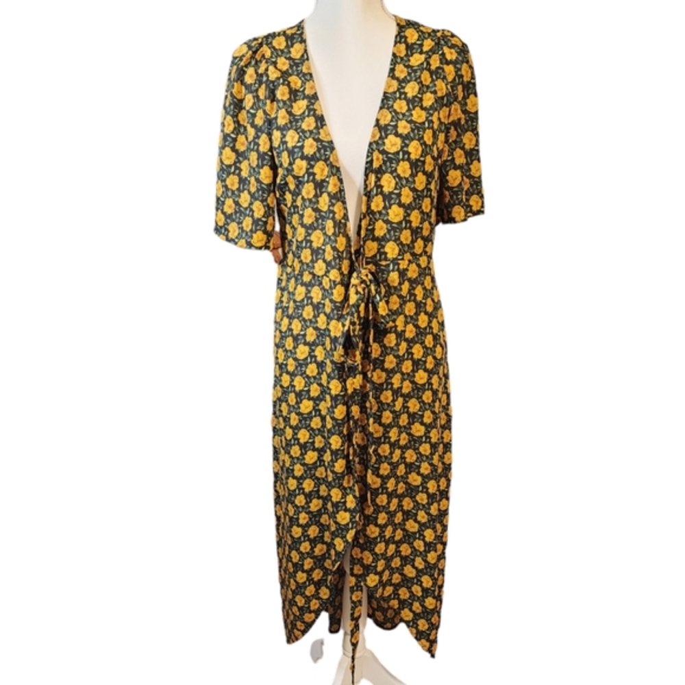 Audrey 3+1 long tie front floral kimono